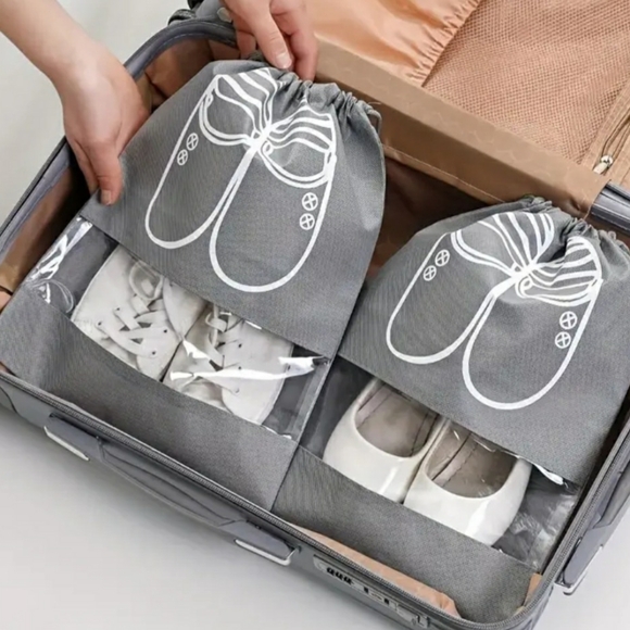 NEW 5-Pc Shoe Travel Storage Bags Gray - Picture 2 of 5